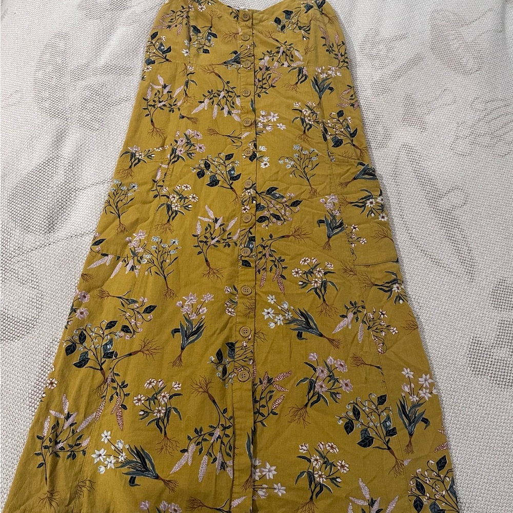 Motherhood Maternity Mustard Floral Button-Front Maxi Skirt